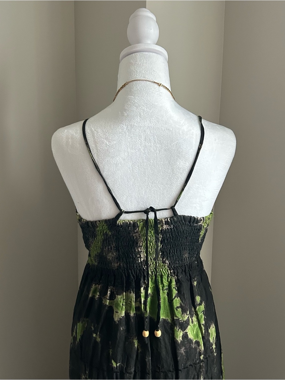 1990's Black and Green Tiered Maxi Dress - Picture 4 of 8